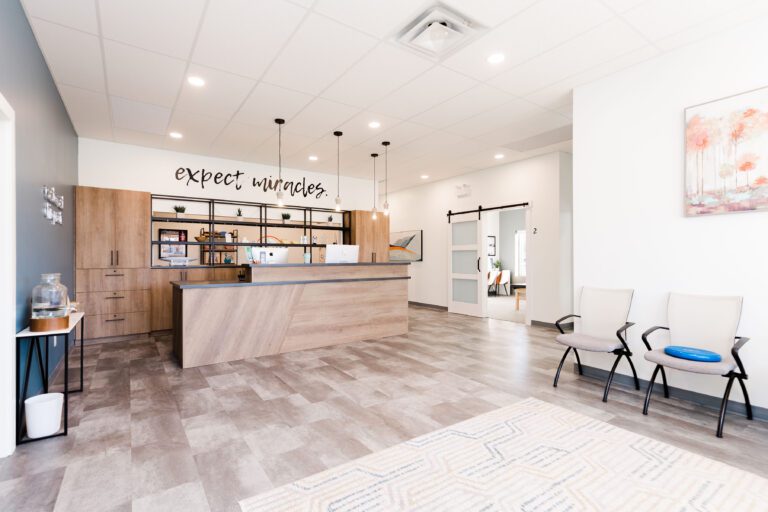 Front desk and waiting area at the clinic.