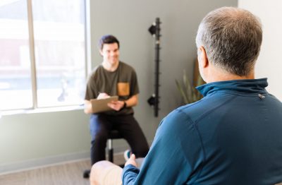 Initial Assessment Physiotherapist William Howatt and a client